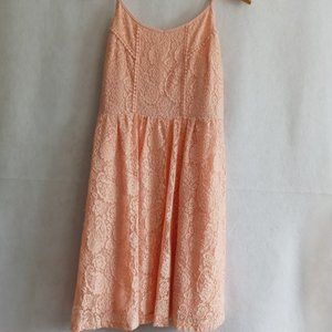 Pinky Floral Lace Spaghetti Straps Dress Large